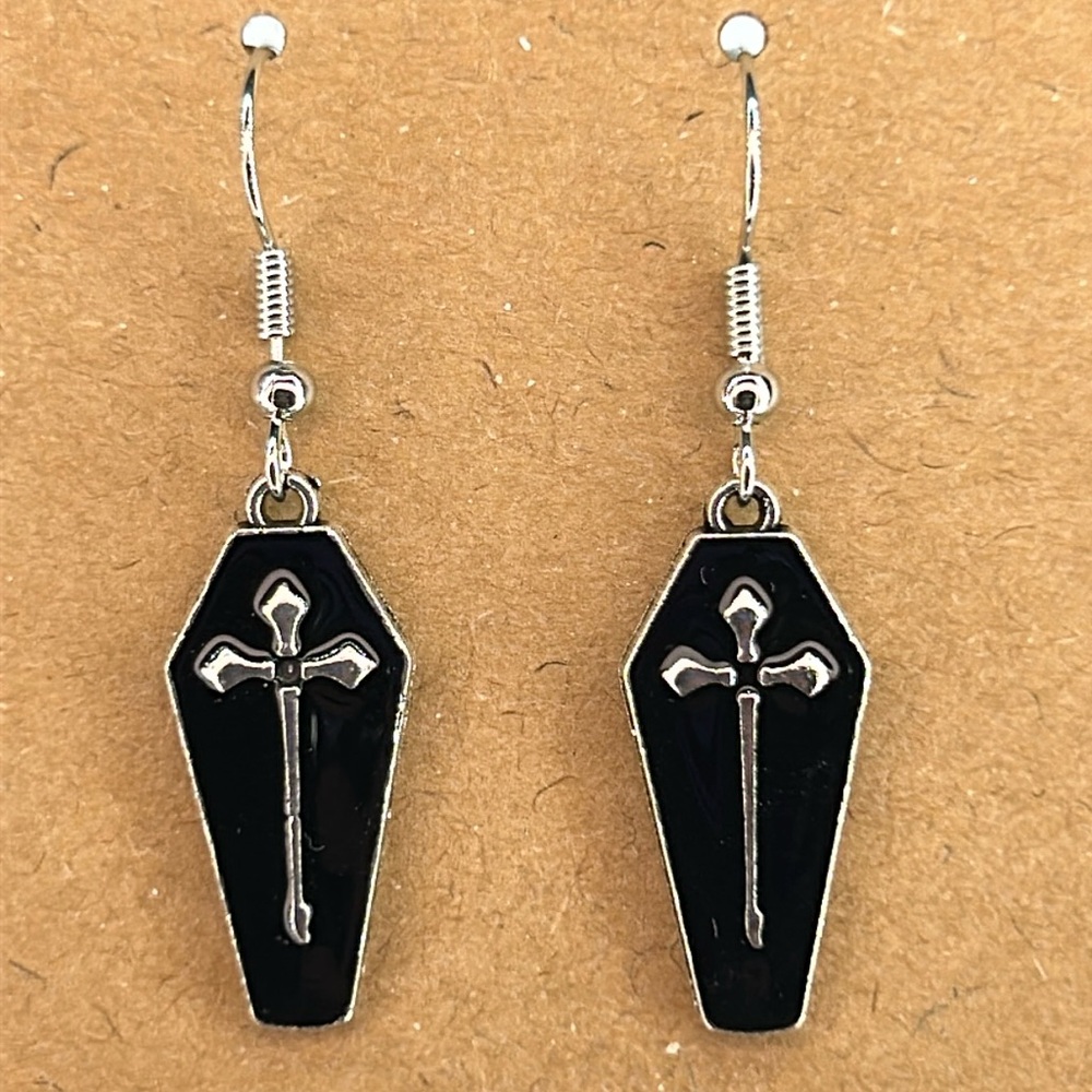 Vampire Coffin Cross Enamel Zinc Alloy Gothic Dangle Earrings Fashion Jewelry